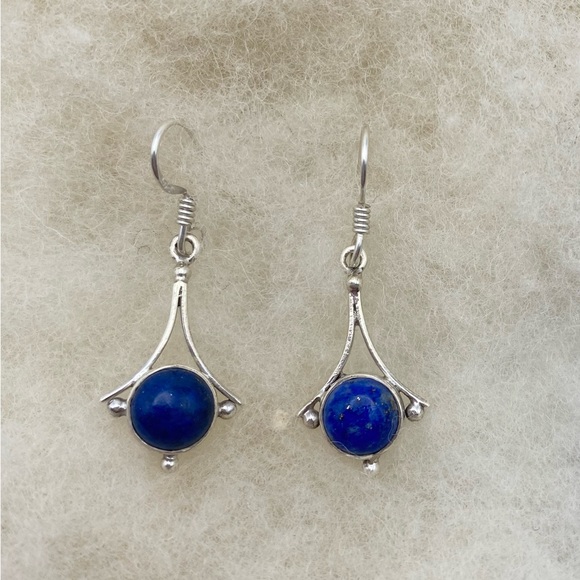 New Sterling silver earrings pair in Rose quartz or Moonstone,or Lapis or Garnet - Picture 3 of 5